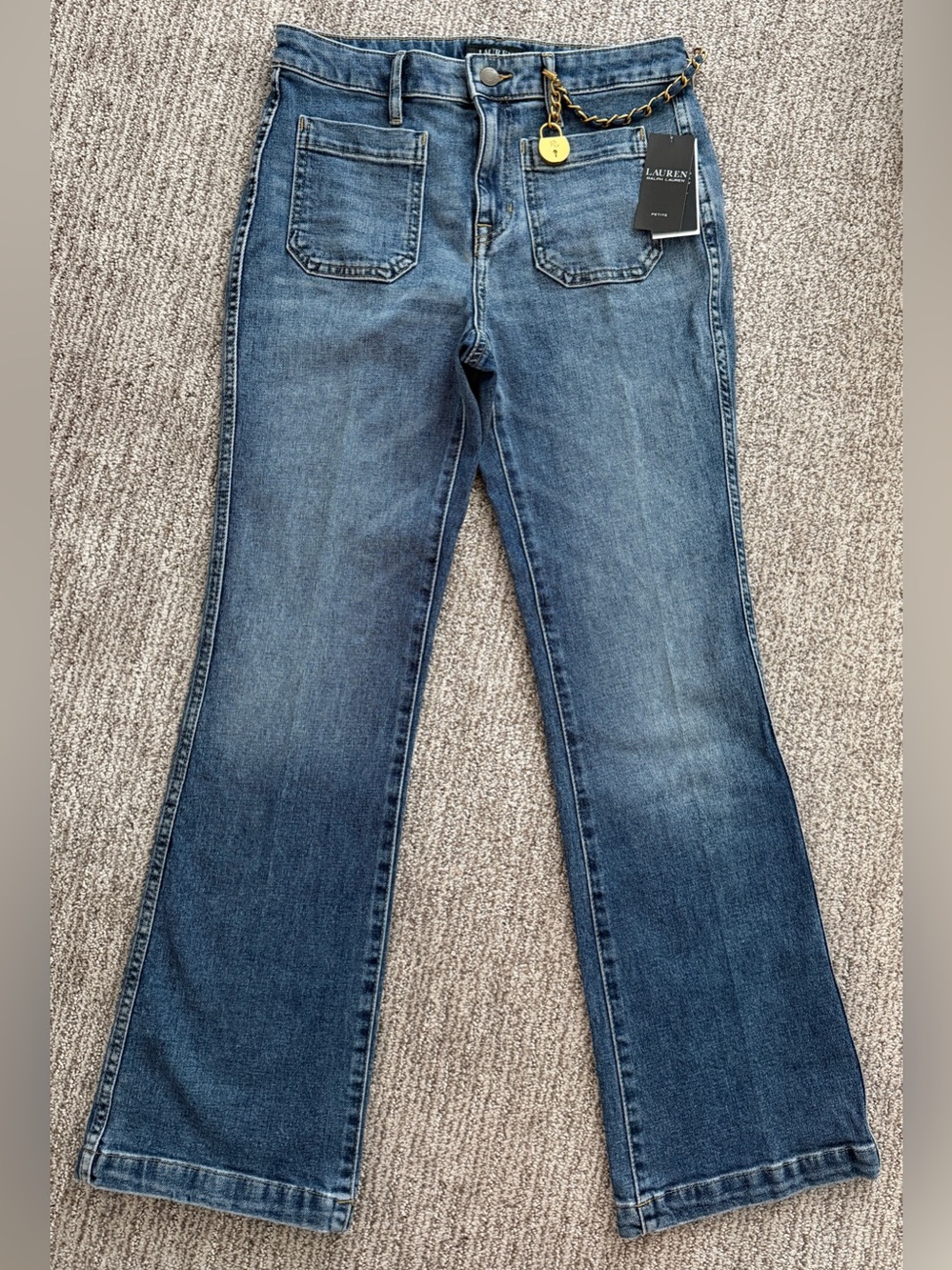 Lauren Ralph Lauren Mid Blue Flare Jeans with Chain Charm